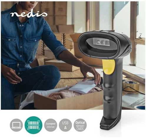 Nedis brūkšninio kodo skaitytuvas Nedis BSCN2D100BK brūkšninio kodo skaitytuvas Brūkšninio kodo modulis Brūkšninio kodo skaitytuvas 1D/2D lazerinis juodas