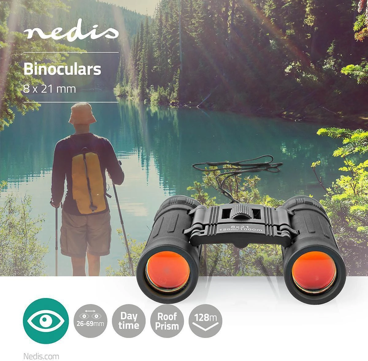 Nedis Žiūronai SCBI1000BK 8x21 Juodas (NEDISSCBI1000BK)