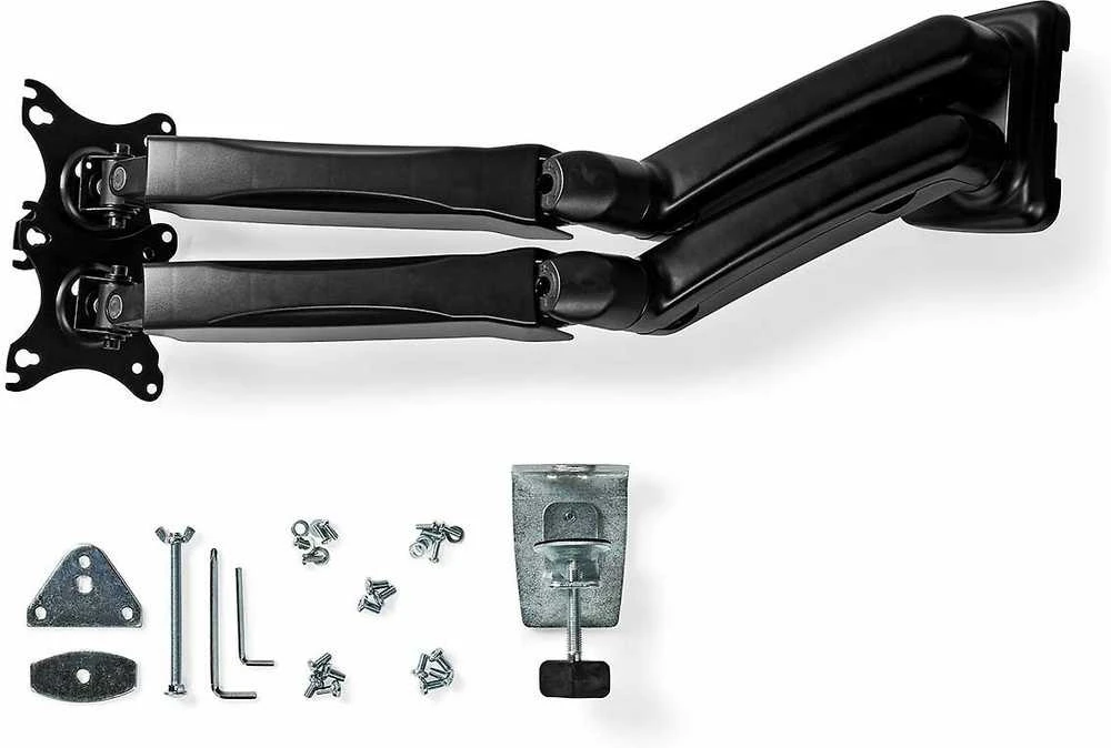 Laikiklis Nedis Dual Gas Spring -pöytäjalka kahdelle näytölle, kaasujousella