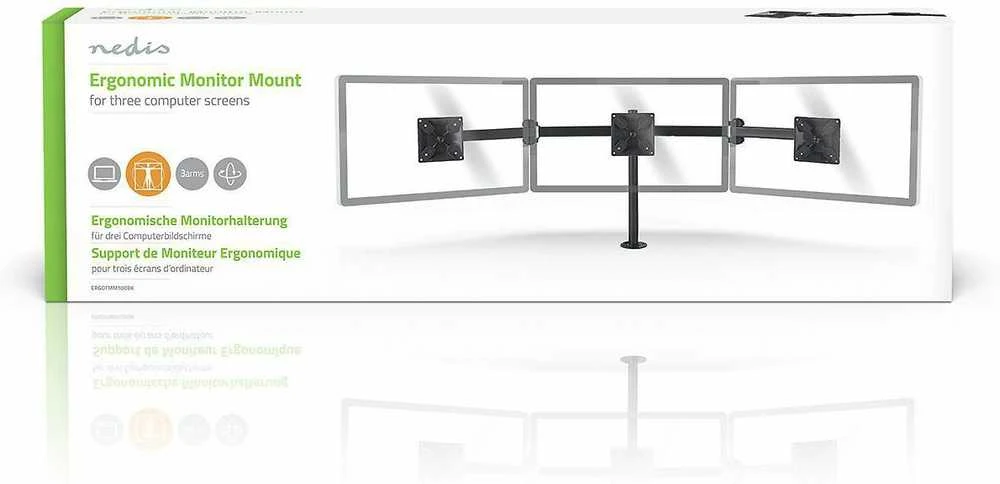 Nedis Triple Monitorius Mount – Stalinis laikiklis nuo 14 iki 24 colių, skirtas trims ekranams