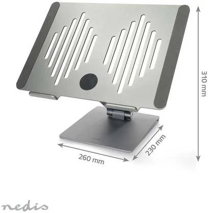 Nedis kannettavan tietokoneen jalusta USB-hubilla, hopea
