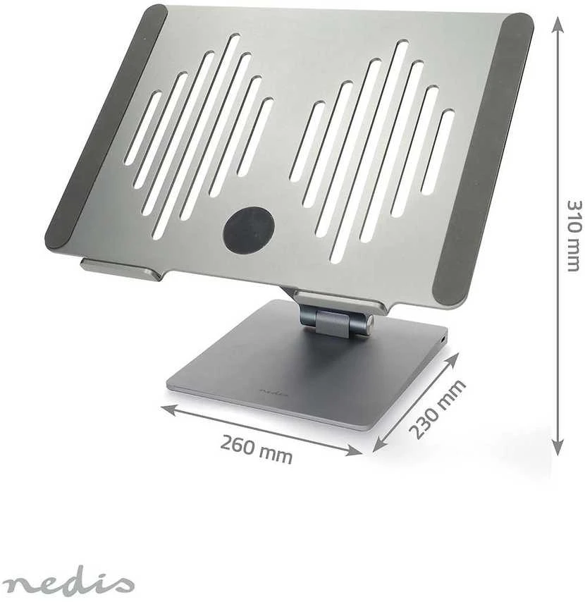 Nedis kannettavan tietokoneen jalusta USB-hubilla, hopea