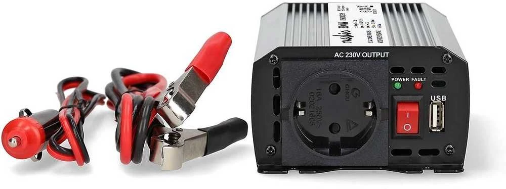 Nedis 12V inverteris su laidais ir USB jungtimi