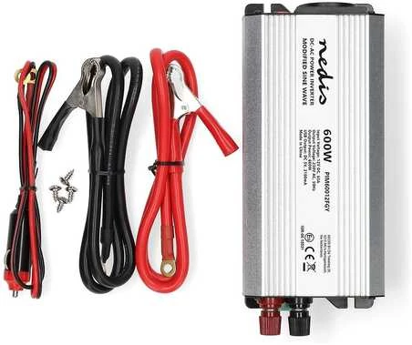 Nedis PIM60012FGY invertteri, 12 V, 600 W, muokattu siniaalto