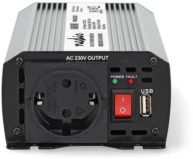 Nedis PIM60012FGY invertteri, 12 V, 600 W, muokattu siniaalto
