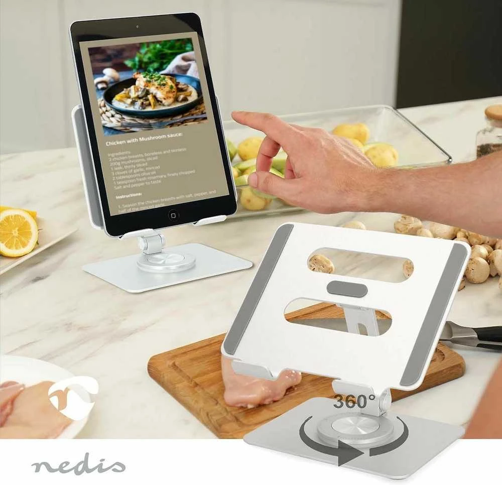 Laikiklis Nedis Planšetė Stand | Stojak | Obracany 360 stopni | Sidabrinė