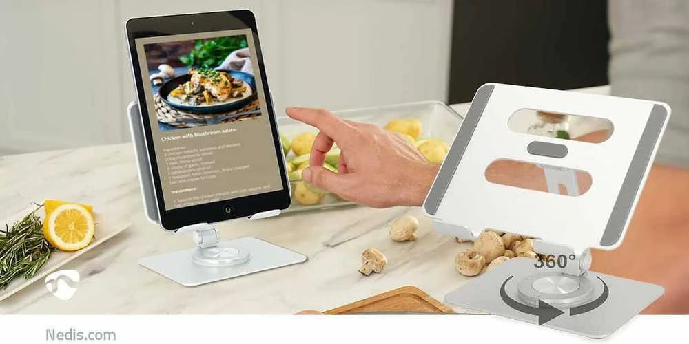 Laikiklis Nedis Planšetė Stand | Stojak | Obracany 360 stopni | Sidabrinė