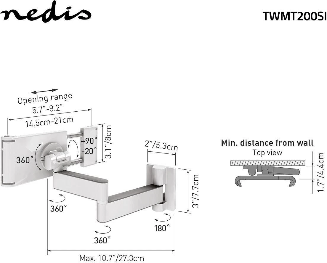 Laikiklis Nedis Planšetė Stovas 7-12", pilnai reguliuojamas