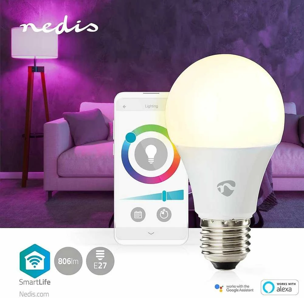 Nedis SmartLife visos spalvos LED lemputė | WiFi | E27 | 806lm | 9 W | RGB / nuo šiltos iki šaltos baltos spalvos