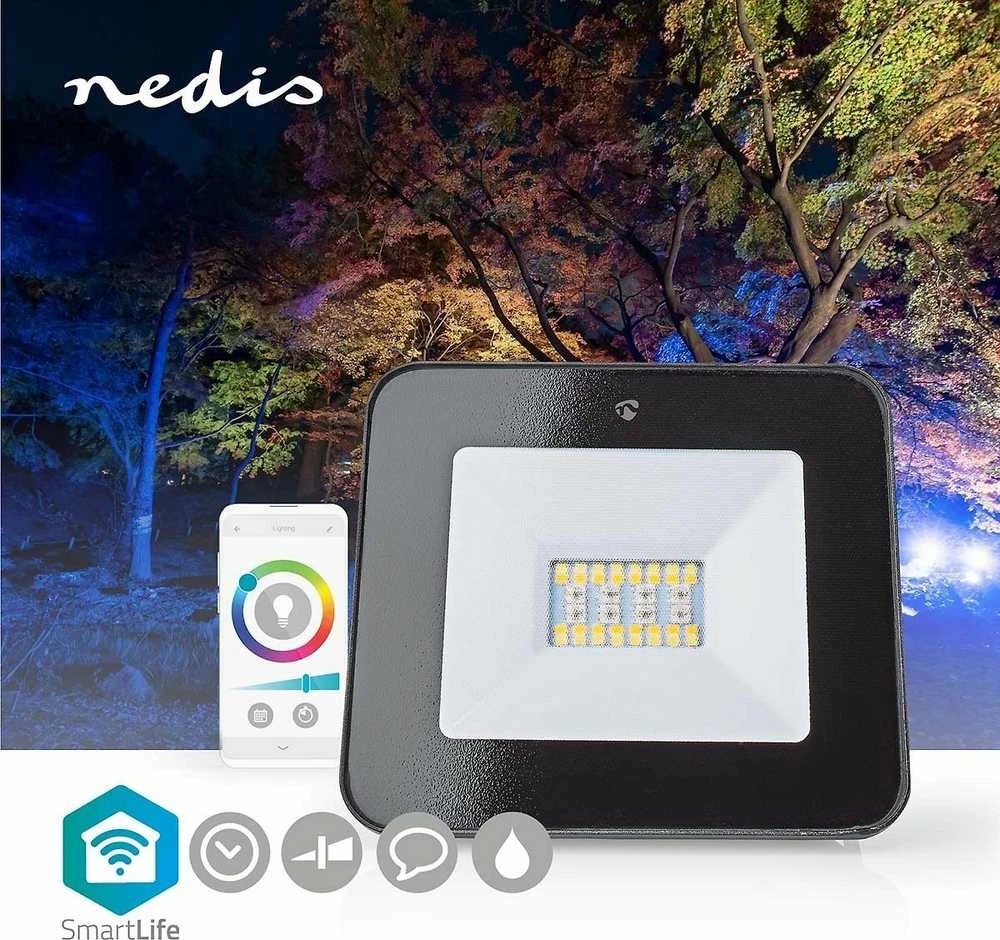 Išmanusis LED lauko šviestuvas 230V AC, 20W, 1600lm, RGB+CCT 2700 - 6500K, IP65, valdomas WiFi, Nedis Smart Life