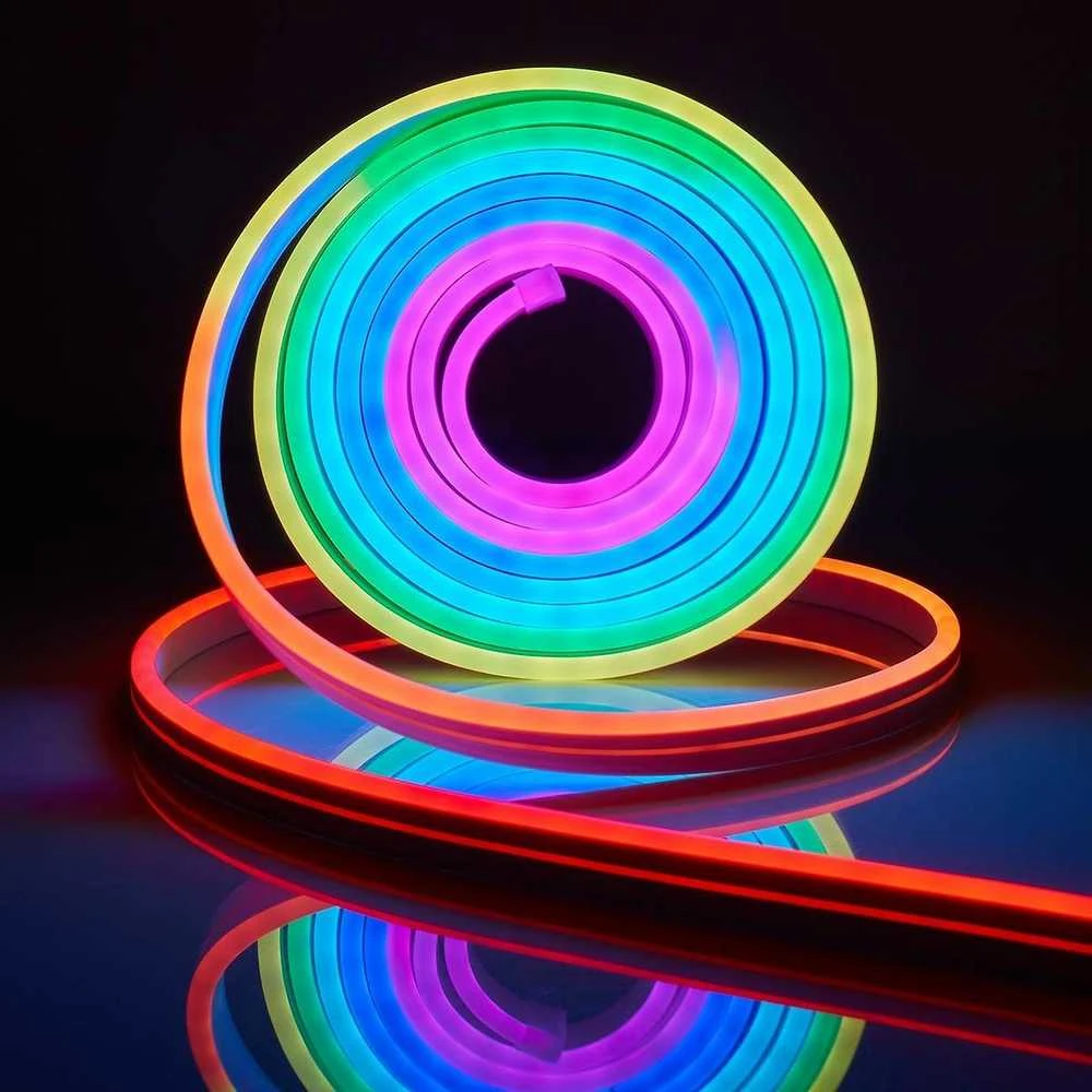Nedis LED juostos komplektas NEON FLEX Wi-Fi, su pulteliu ir maitinimo šaltiniu 24V, 32W, 5m, 192lm/m, RGB IC skaitmeninė IP65