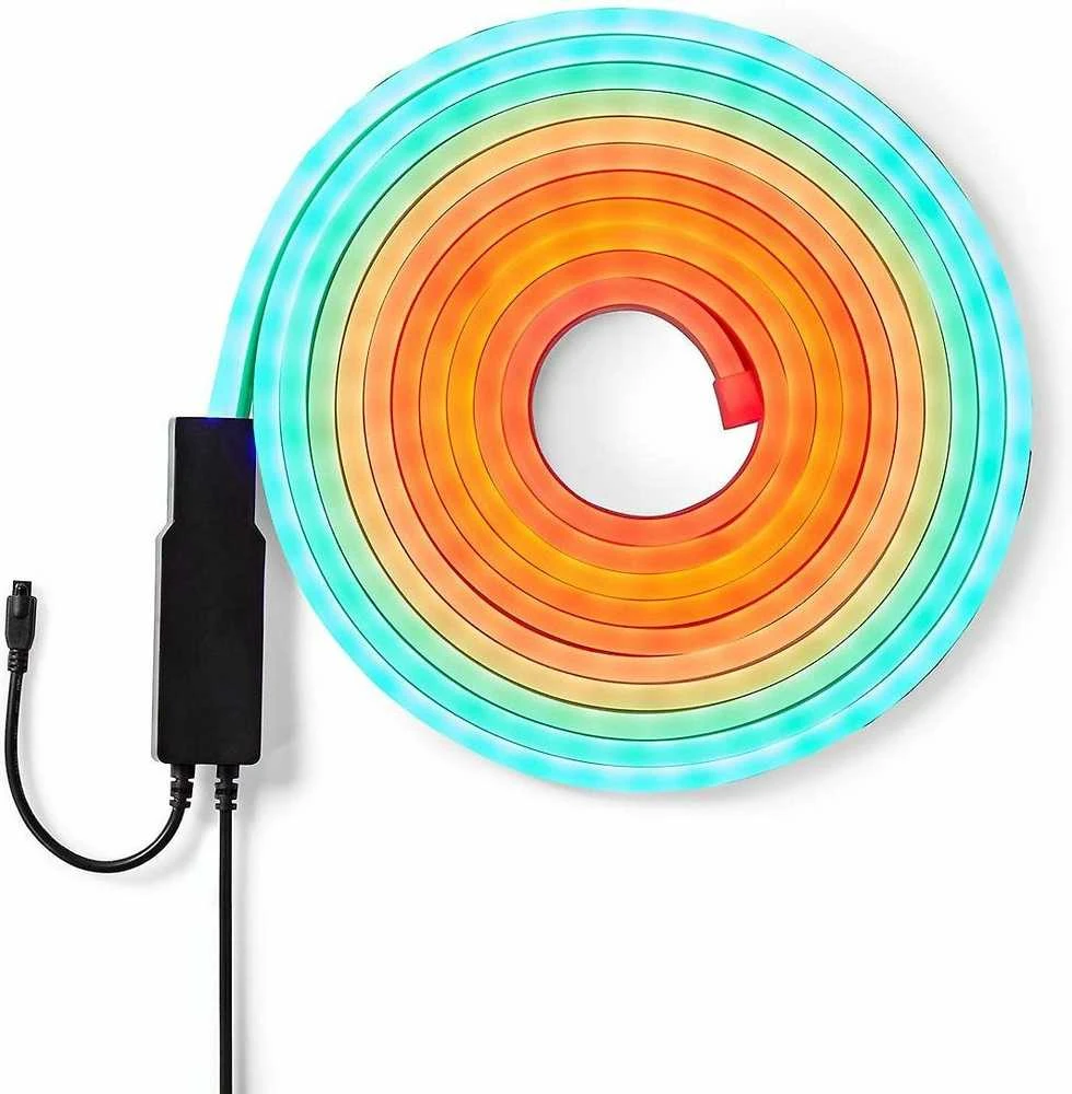Nedis LED juostos komplektas NEON FLEX Wi-Fi, su pulteliu ir maitinimo šaltiniu 24V, 32W, 5m, 192lm/m, RGB IC skaitmeninė IP65