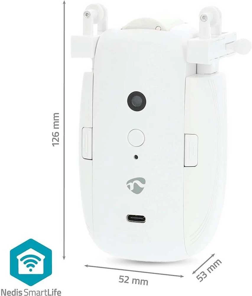 Nedis Vorhang Roboter Kabelanlage / U-Schiene | Horizontale Vorhänge | Batteriebetrieben / Stromversorgung über USB | 4000 mAh | Bluetooth® | Weiss