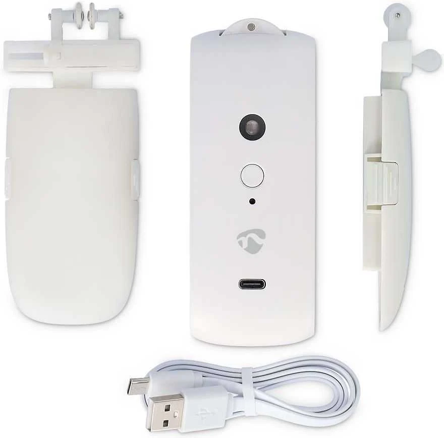 Nedis Vorhang Roboter Kabelanlage / U-Schiene | Horizontale Vorhänge | Batteriebetrieben / Stromversorgung über USB | 4000 mAh | Bluetooth® | Weiss