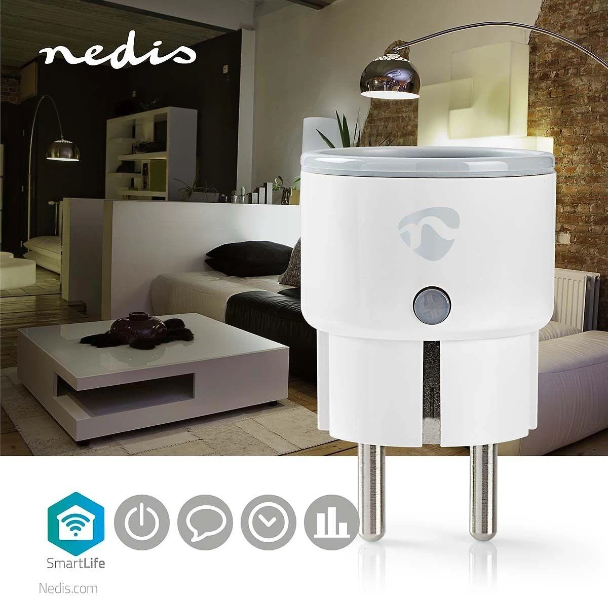 Nedis WLAN Smartplug (WIFIP110FWT) - Energieüberwachung, 10 A