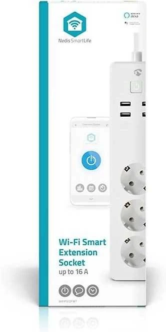 „Nedis Smartlife Power Strip“ – „Smartlife Power Strip“, WLAN, 3 x „Schutzkontakt“, 3680 W, 4 x USB