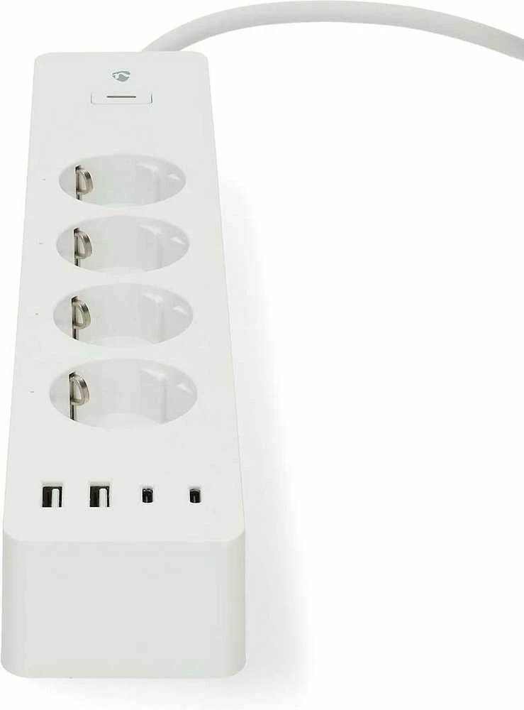 „Nedis SmartLife“ maitinimo ilgintuvas su „Wi-Fi“ | Hibridinis (CEE 7/7) / USB A / USB-C™ | 16 A | 3680 W | 2,00 m | 0–55 °C | „Android™“ / „IOS“ | „Weiss“