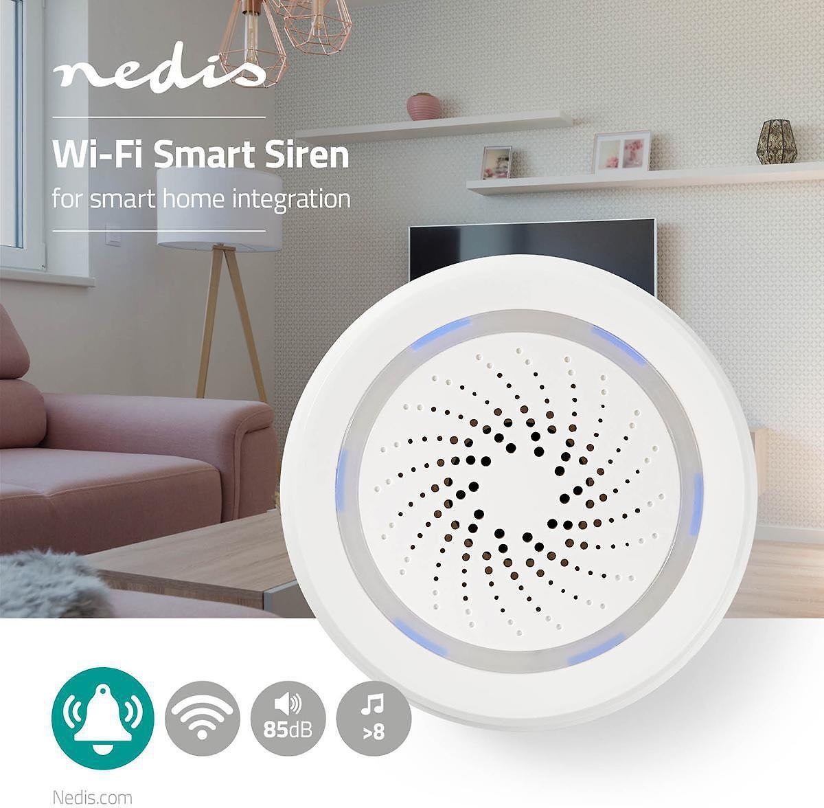 Nedis WLAN Smart Siren (WIFISI10CWT) - aliarmas arba akustinis įspėjimo signalas, 85 dB