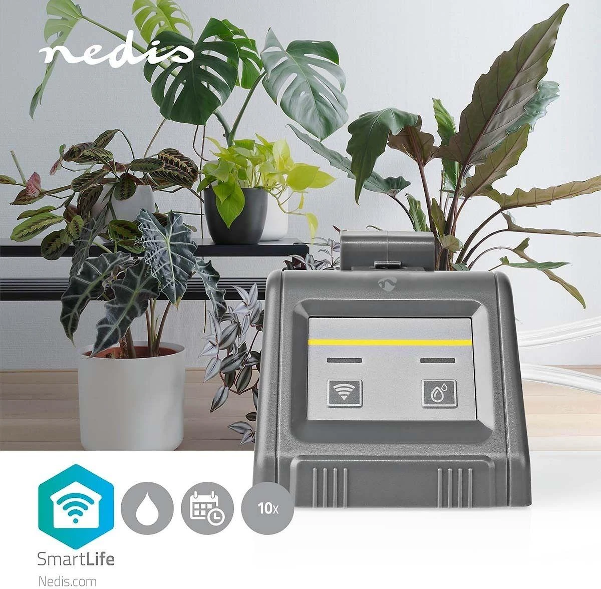 Išmanioji kambarinių augalų laistymo sistema, 5V DC mikro-USB arba baterijos 4xAA, 0.3bar., vamzdelių Ø1/4", IPX3, valdoma WiFi, Nedis Smart Life