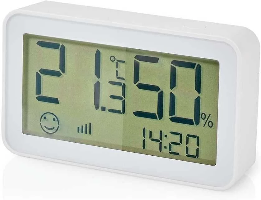 Oro drėkintuvas Nedis ZBSC30WT, Baltas, Patalpų higrometras, Patalpų termometras, Higrometras, Termometras, Higrometras, Termometras, Plastikinis, 0 - 95%