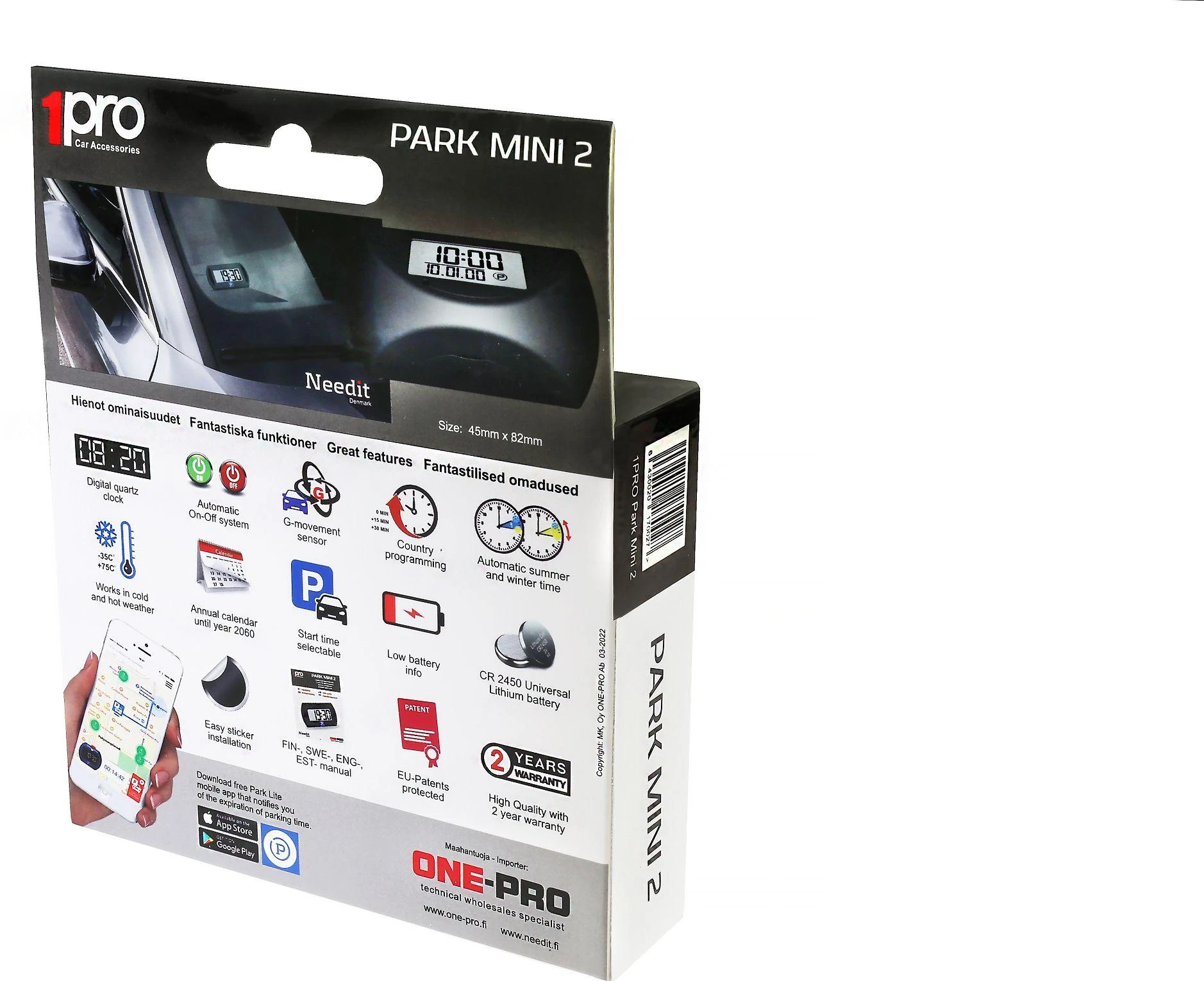 Need It Needit Park Mini 2 -automaattinen pysäköintikiekko, musta