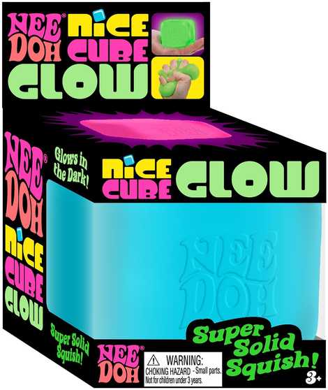 Švelnus žaislinis kubas Nice Cube Glow NeeDoh Schylling švytintis