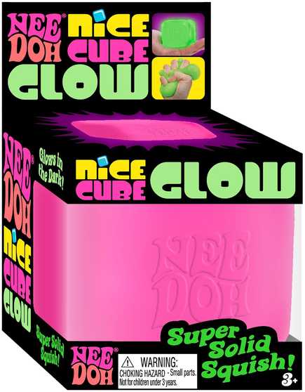 Švelnus žaislinis kubas Nice Cube Glow NeeDoh Schylling švytintis