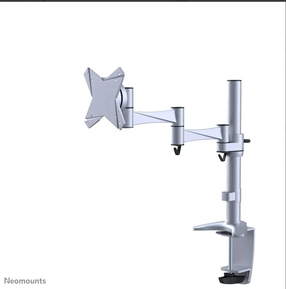 Neomounts NEWSTAR FPMA-D1330SILVER stalo laikiklis/spaustukas, plokščiaekranis, 10–30 colių, VESA 75x75/100x100 mm, pasukamas, sidabrinis