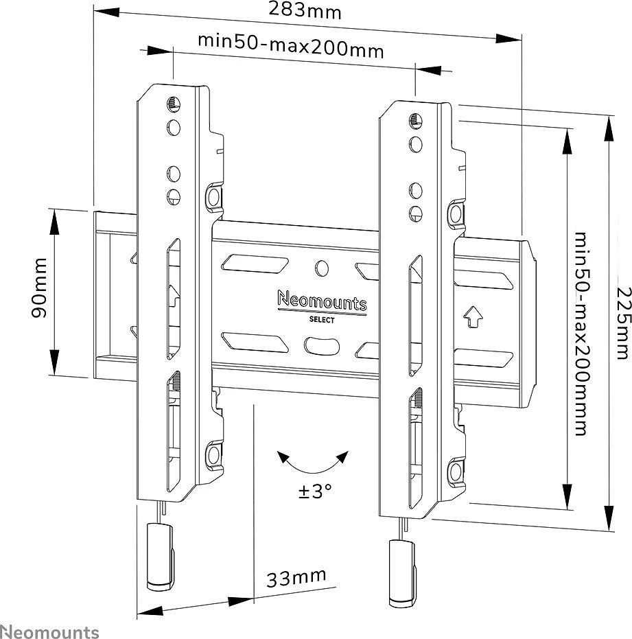 Laikiklis NEOMOUNTS SELECT SCREEN WALL MOUNT (FIXED, VESA 200X200)