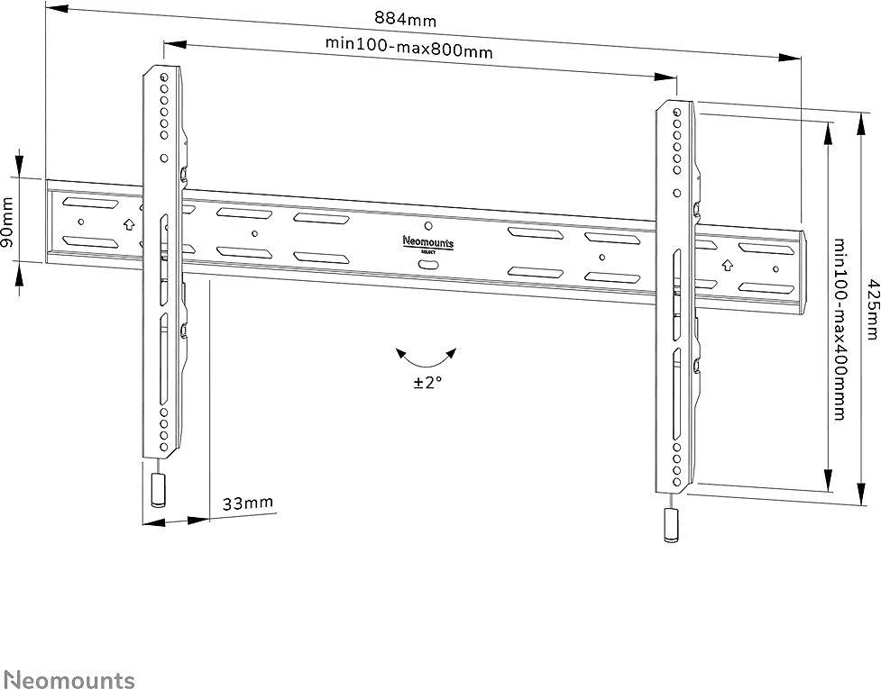 Laikiklis NEOMOUNTS SELECT SCREEN WALL MOUNT (FIXED, VESA 800X400)
