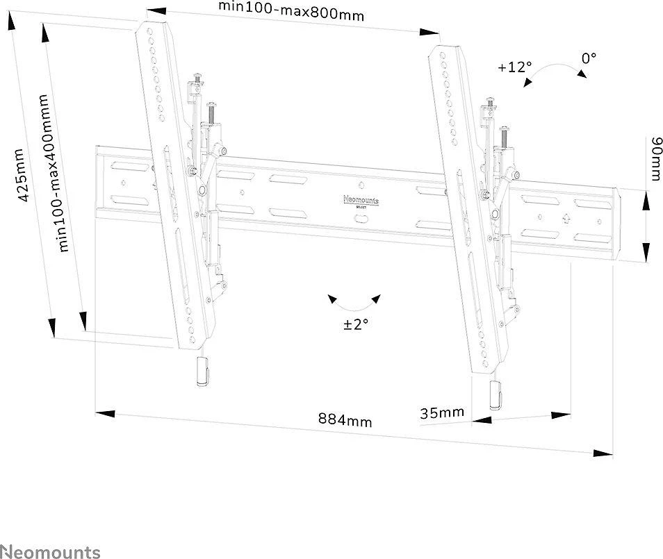 „NEOMOUNTS SELECT“ EKRANO SIENINIS LAIKIKLIS (PAKRYPIMAS, VESA 800X400)