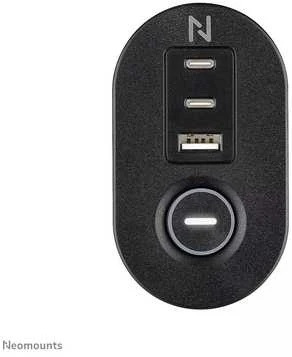 „Neomounts“ | Stalinis lizdas su spaustuku ir USB-C bei USB-A jungtimis – greitas įkrovimas | DS22-840BL6
