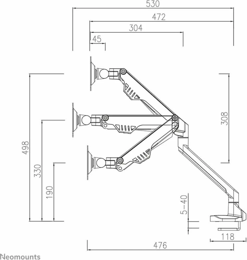 Laikiklis NEOMOUNTS BY NEWSTAR FLAT SCREEN DESK MOUNT (CLAMP/GROMMET) Juodas