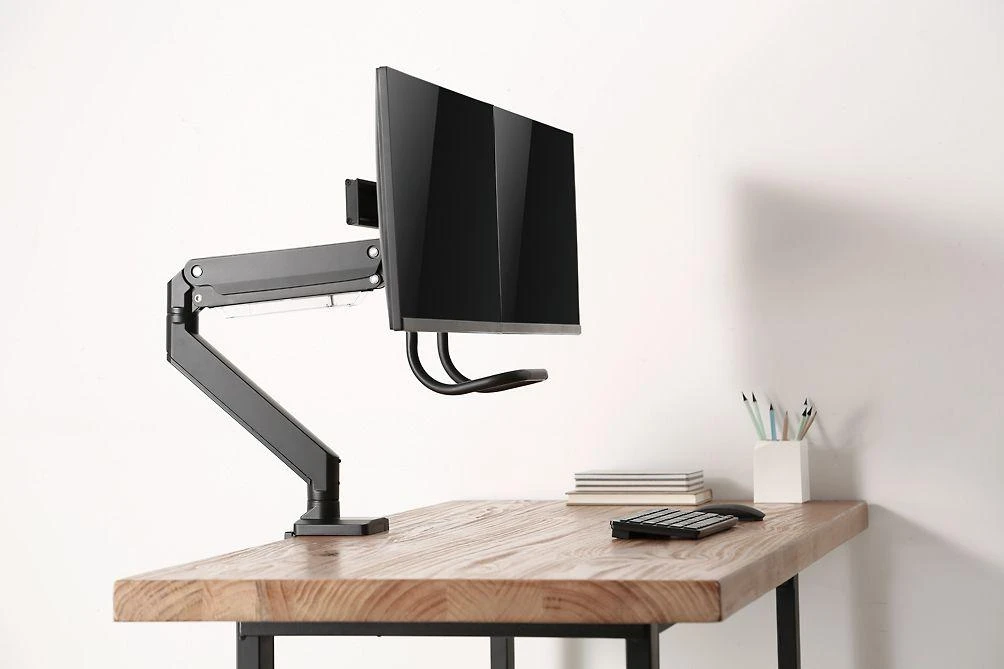 Laikiklis Neomounts NM-D775DX dvigubo monitoriaus rankena, juoda