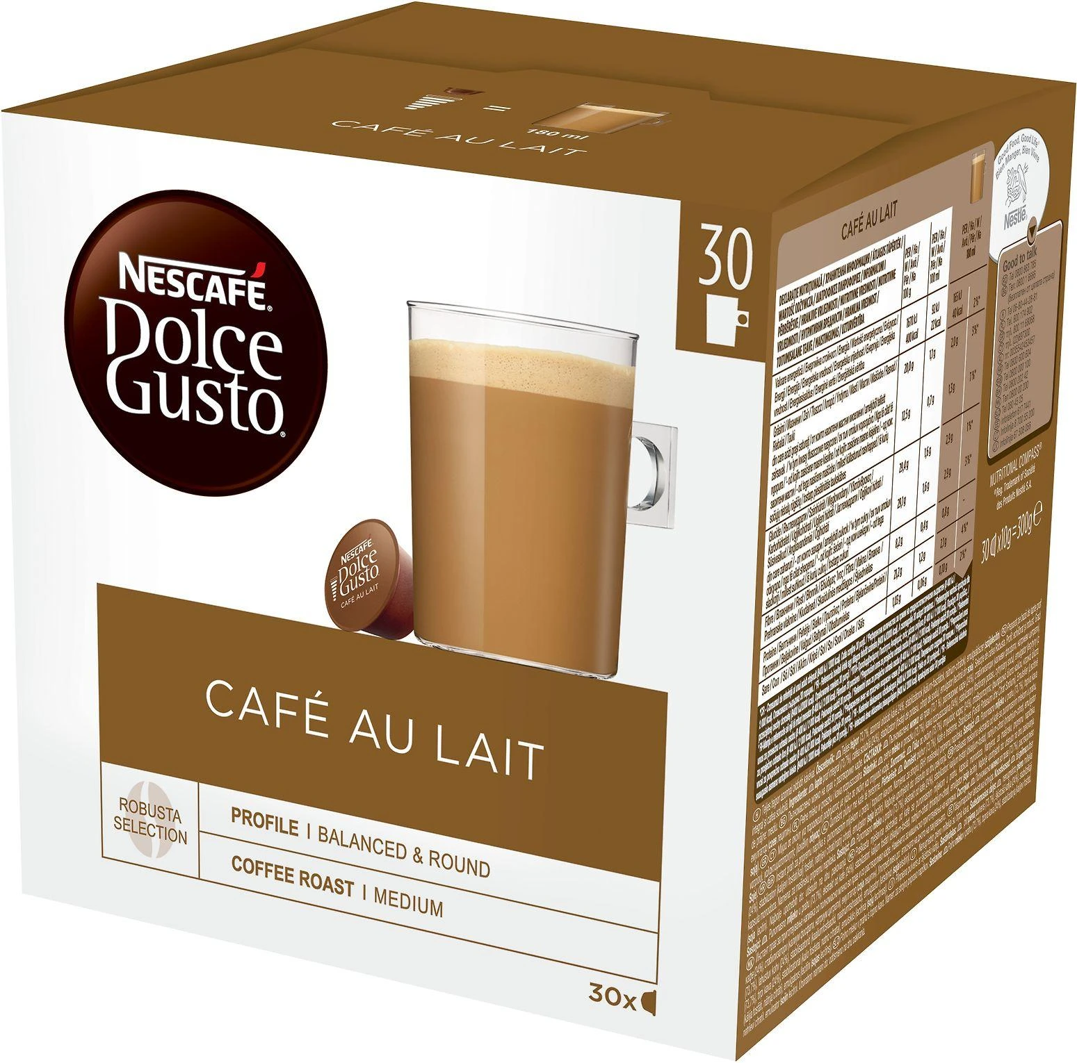 Nestle NESCAFÉ DOLCE GUSTO Cafe Au Lait 30 kapsułek