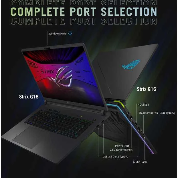 Nešiojamas kompiuteris ASUS ROG Strix G16 16 žaidimų nešiojamasis kompiuteris, Windows 11 (G615LR-S5006W)
