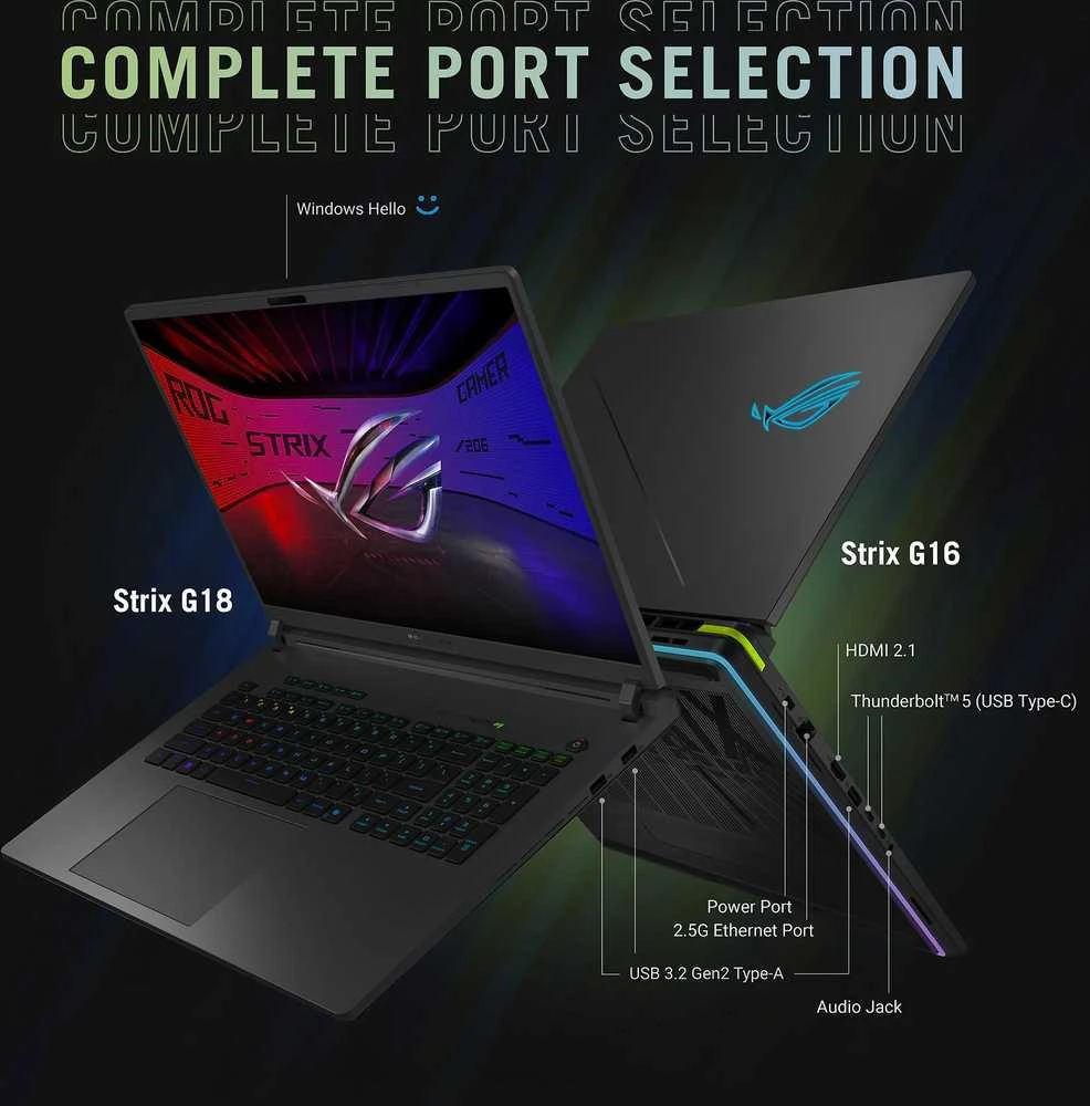 Nešiojamas kompiuteris ASUS ROG Strix G16 16 žaidimų nešiojamasis kompiuteris, Windows 11 (G615LR-S5006W)
