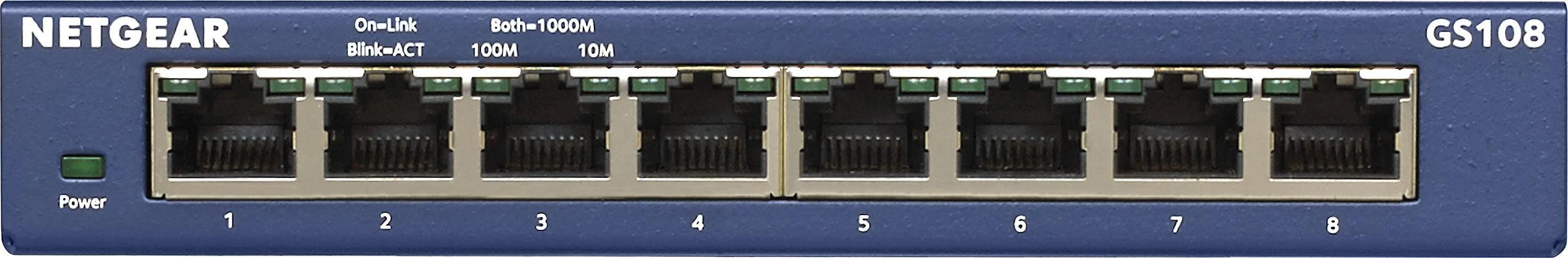 Šakotuvas Netatmo Netgear Switch GS108GE Nevaldomas, Stalinis kompiuteris, 1 Gbps (RJ-45) jungtys kiekis 8, Maitinimo tipas Išorinis