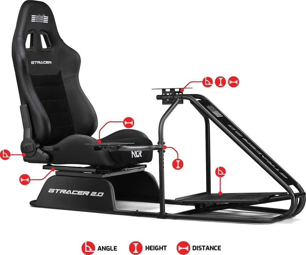 Next Level Racing Naujo lygio lenktynės | GTRacer 2.0 | Lenktynių simuliatoriaus kabina | Juodas