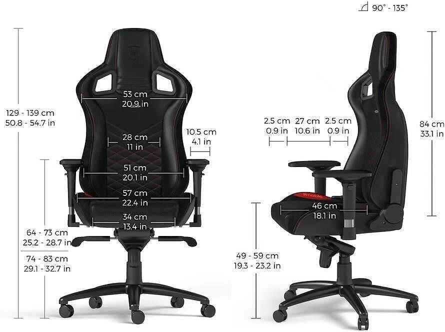 Žaidimų kėdė Noblechairs EPIC PU-Leather Gaming Chair, Juoda-raudona