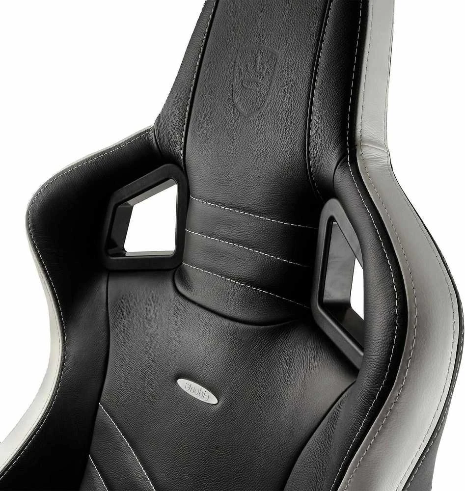 Žaidimų kėdė Noblechairs EPIC Real Leather Gaming Chair, Juoda-balta-raudona