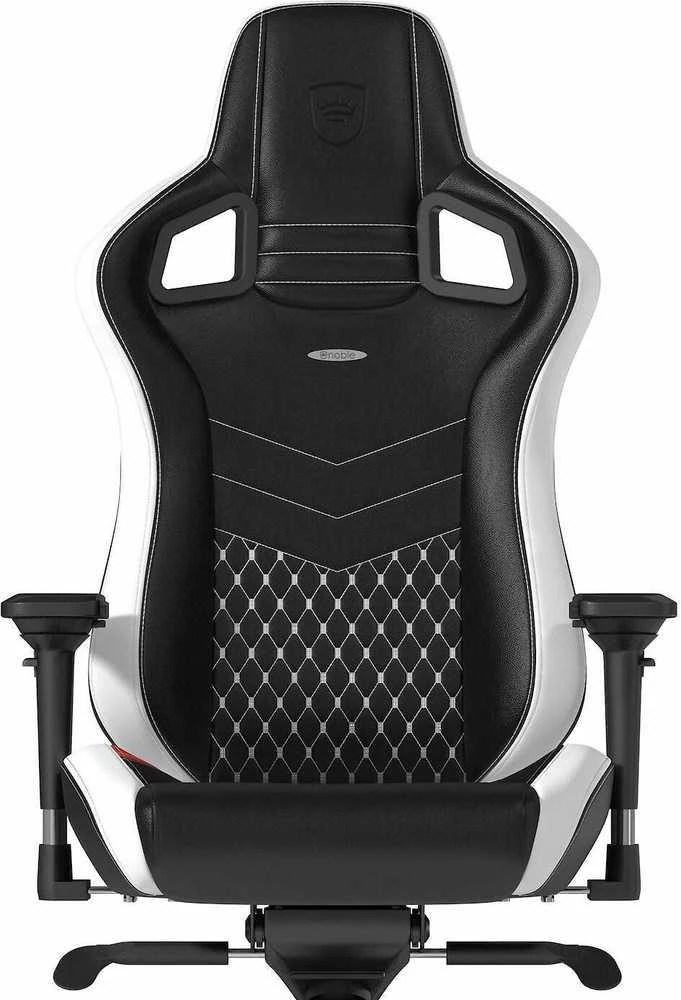 Žaidimų kėdė Noblechairs EPIC Real Leather Gaming Chair, Juoda-balta-raudona