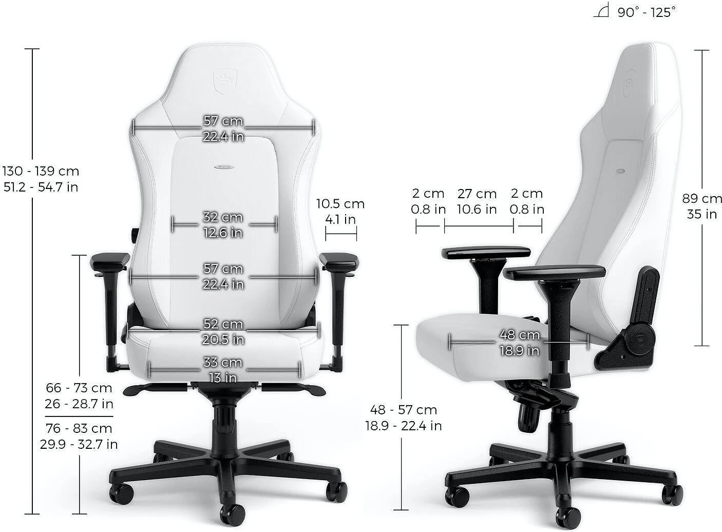 Žaidimų kėdė Noblechairs HERO High-tech faux leather Gaming Chair, Baltas Edition