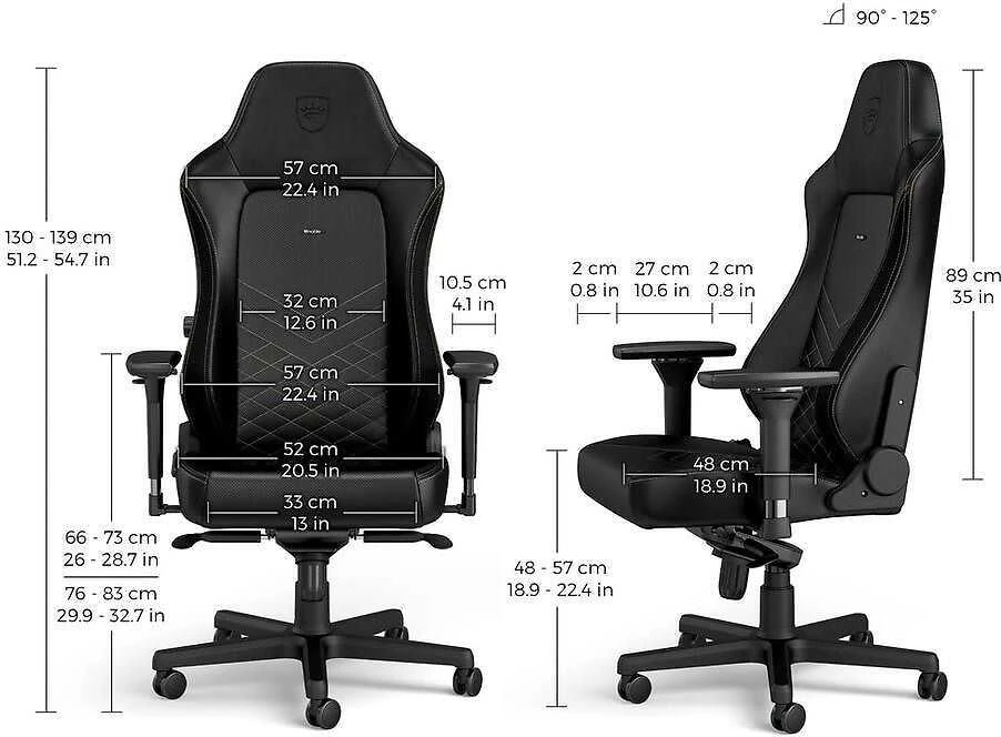 Žaidimų kėdė Noblechairs HERO PU-Leather Gaming Chair, Juoda-auksinė