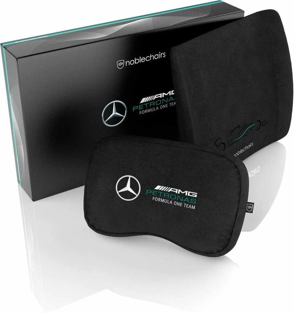 Žaidimų kėdės pagalvėlių rinkinys Noblechairs Mercedes-AMG Petronas F1 TeamMemory Foam Cushion Set, tinka EPIC/ICON/HERO, Juoda