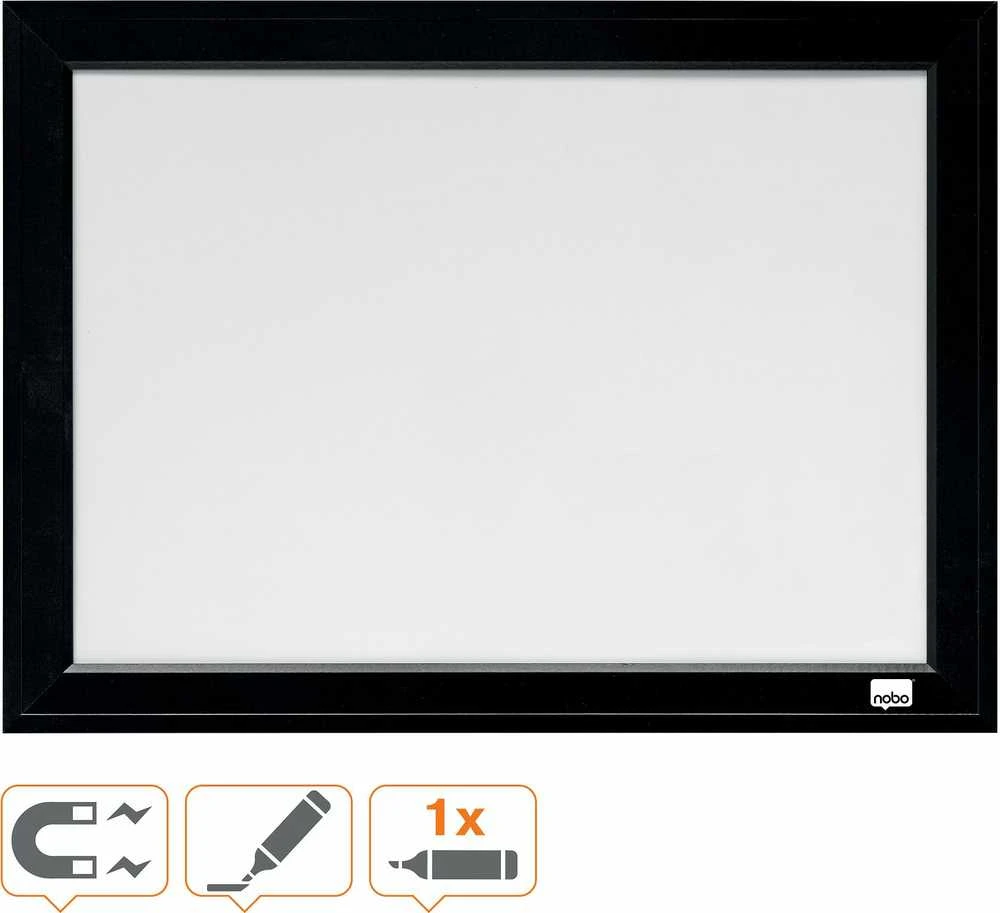 Nobo magnetinė sausai valoma lenta su juodu mediniu rėmeliu, 585x430 mm, Balta