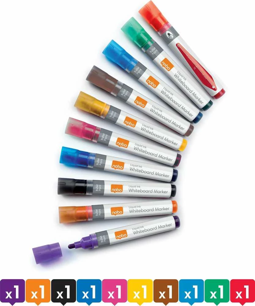 Nobo Markery Liquid Ink, skirtingos spalvos, 10 vnt 1915381