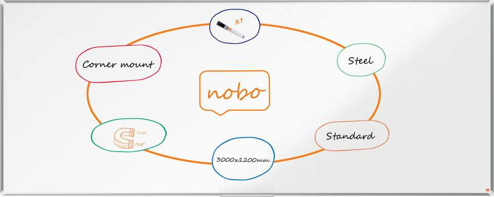 Balta magnetinė lenta Nobo Premium Plus Steel, 300x120 cm