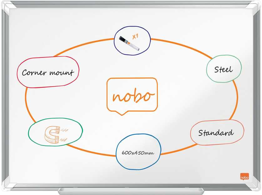 Nobo nobo Premium Plus balta magnetinė lenta, plieninė, 60x45 cm
