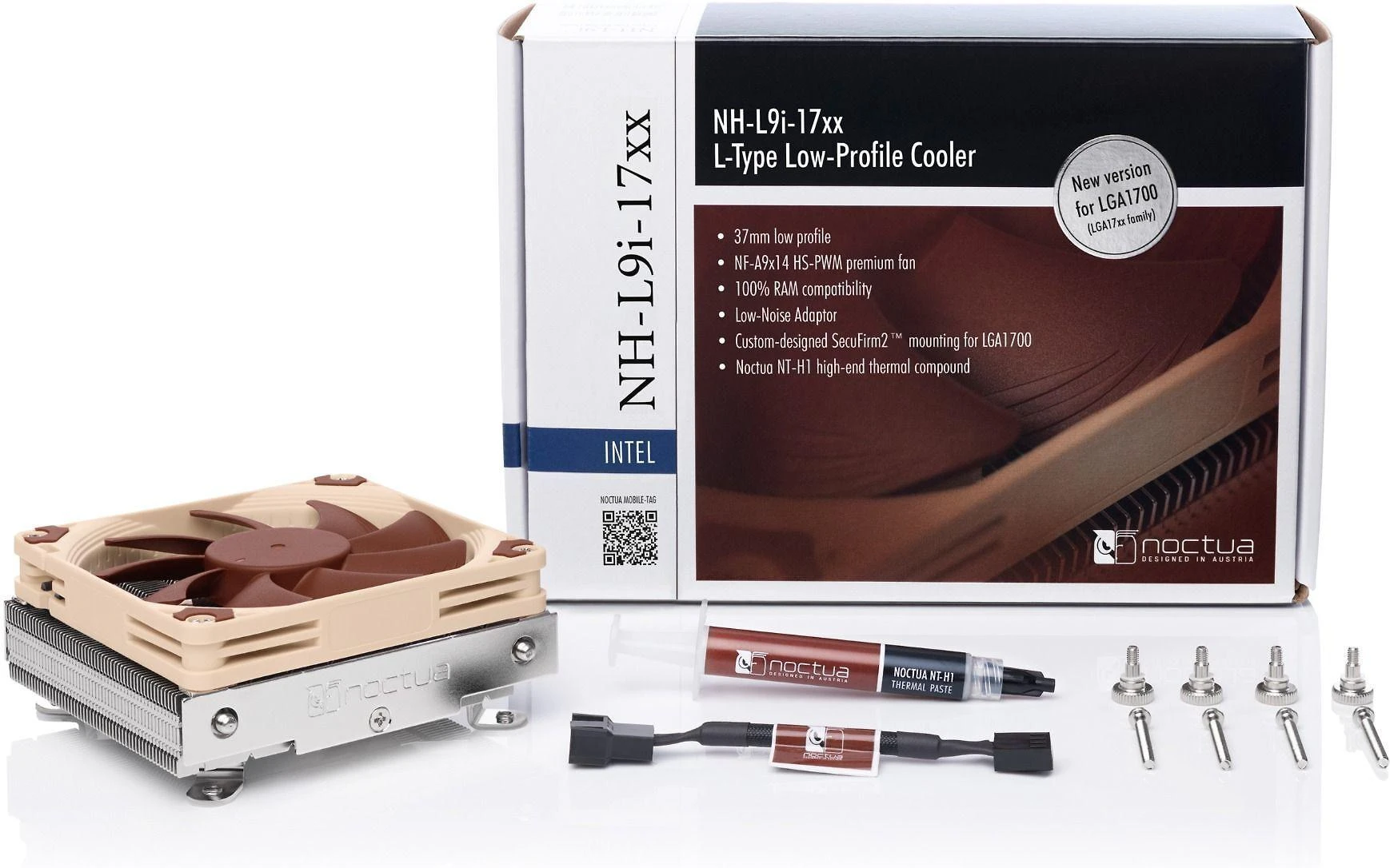Noctua Kühler NH-L9i 17xx Processor Cooler 9.2 cm rusvai gelsvas, Brown 1 pc(s)